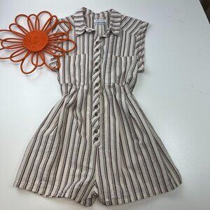 Urban Outfitters Shorts Romper One Piece Size SMALL Brown and Cream Stripe